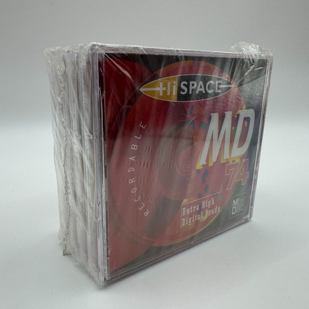 Hi-Space MD 74 Blank MiniDisc Lot of 5 Sealed Vintage Translucent Red France